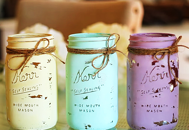 Chalk Painted Mason Jars